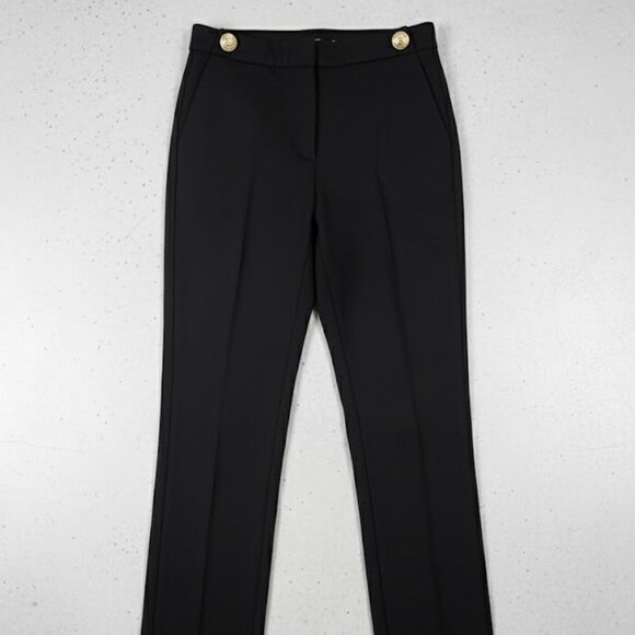 Ann Taylor Navy Gold Button Dress Pants Women’s 8 Work Slim Trousers - Picture 8 of 15